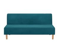 BXFUL Velvet Plush Armless Sofa Slipcover, Stretch Sofa Bed Cover Futon Furniture Protector, Non-Slip Elastic Folding Couch Sofa Shield Fits for 3 Seater Sofa Bed without Armrests (Teal)