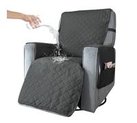 BXFUL Waterproof Recliner Chair Cover with Pockets, Elastic Strap, Non-Slip Chair Cover for Recliner Armchairs, 1 Seat Reclining Chair Cover, Anti-fouling Recliner Covers for Kids, Pets (S,Dark gray)