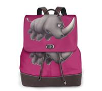 BXgfvnmm Angry Rhino Print Stylish Women'S Leather Backpack,Double Shoulder Travel Backpack