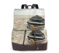 BXgfvnmm Boat Beach Sunrise Time Nautical Print Stylish Women'S Leather Backpack,Double Shoulder Travel Backpack