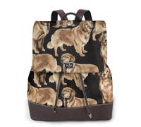BXgfvnmm Golden Retrievers Print Stylish Women'S Leather Backpack,Double Shoulder Travel Backpack