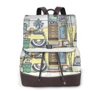 BXgfvnmm Happy Campers Print Stylish Women'S Leather Backpack,Double Shoulder Travel Backpack