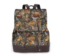 BXgfvnmm Hunting Deer Bear Moose Print Stylish Women'S Leather Backpack,Double Shoulder Travel Backpack