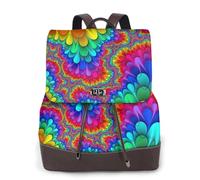 BXgfvnmm Rainbow Tie Dye-Red Print Stylish Women'S Leather Backpack,Double Shoulder Travel Backpack