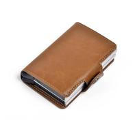 BXGGXBYSW Automatic Business Credit Card Holder Smart Leather Mini Bank Card Case Aluminum Card Case Metal Vintage Pickup Box