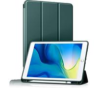 BXGH iPad Case for 9th/8th/7th Generation 10.2" iPad with Pencil Holder, Case for 2021/2020/2019 with Soft Silicone Backing, Auto Wake/Sleep Protection - Dark Green