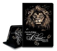 Bxgolkgd Case for iPad Air 11 Inch M3 2025/M2 2024,iPad Air 5th/4th Generation 10.9 Inch,Shockproof Stand Cover with Heat Dissipation,Auto Wake/Sleep Function,Christian Lion Bible Verse