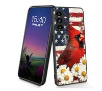 Bxgolkgd Designed for Galaxy A17 5G Case,Slim Soft TPU Silicone Shockproof Anti Slip Protective Case for Samsung Galaxy A17 5G 2025 6.7 inch - American Flag Cardinal Daisy