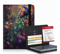 Bxgolkgd Passport Cover,RFID Blocking,Large Capacity Multi-Slot Travel Passport Wallet for Men & Women, Peacock Flower, Contemporary