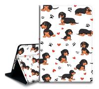 Bxgolkgd Tablet Case for iPad Air 13 inch (M2/M3),iPad Pro 12.9 Inch (6th/5th/4th/3rd Gen),Shockproof Stand Cover with Heat Dissipation,Auto Wake/Sleep Function,Dachshund Cute Cartoon