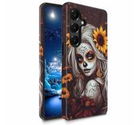 Bxgolkgd TPU+PC Phone Case for Galaxy A17 5G 6.7",Dual Layer Shockproof Protective Cover,Anti-Fall Rugged Shell for Men Women,Day of The Dead Sugar Skull Sunflower