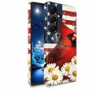Bxgolkgd TPU+PC Phone Case for Galaxy A17 5G 6.7",Dual Layer Shockproof Protective Cover,Anti-Fall Rugged Shell for Men Women,American Flag Cardinal Daisy