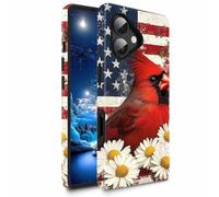Bxgolkgd TPU+PC Phone Case for iPhone 17 6.3",Dual Layer Shockproof Protective Cover,Anti-Fall Rugged Shell for Men Women,American Flag Cardinal Daisy