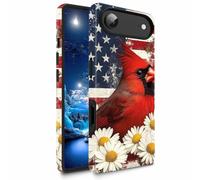 Bxgolkgd TPU+PC Phone Case for iPhone 17 Air Phone 17 Air 6.5",Dual Layer Shockproof Protective Cover,Anti-Fall Rugged Shell for Men Women,American Flag Cardinal Daisy