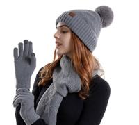 BXHHUDK Beanie Acrylic Knitted Hat Scarf Glove Set With Ear Protection Hoodie