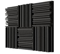 BXI Thick Acoustic Foam Panels, 30 X 30 X 5 cm 6 Pcs Broadband Sound Absorbing Foam, Dense Soundproof Padding Tile, Recording Studio Foam Absorber, Groove Decorative 3D Wall Ceiling Panel