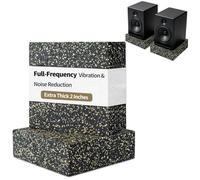 BXI Thick Subwoofer Isolation Pad, 6 X 6 X 2 Inch 2 Pcs Cuttable Full Frequency Dampening Blocks, Non Slip Heavy Duty Speakers Mat Riser, Rubber Cork Anti Vibration Feet for Studio Monitor Turntables