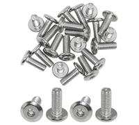 Bxian 30PCS Silver 304 Stainless Steel M6x15mm Flat Head Hexagon Socket Screw Countersunk Connector Fastener for Joining Wooden Board Kitchen Worktop Cabinet Bed Chair Table