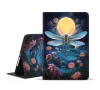 BXIKEOPIU Case for iPad 9th/8th/7th Gen (2021/2020/2019) 10.2 inch/iPad Air (3rd Gen) 10.5 inch 2019, Slim PU Leather Stand Folio Cover with Auto Wake Sleep, Dragonfly Under The Moon