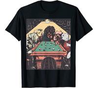 BXNHYESWS Men's Game Night Time Dogs On Billiards Pool Table Shooting 8 Ball T-Shirt Balck(Large)