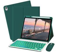 Bxomteng Keyboard Case for iPad 10th / A16 11th Generation 2022/2025-7 Colors Backlit Keyboard Cover with Pencil Holder and Mouse (Dark Green)