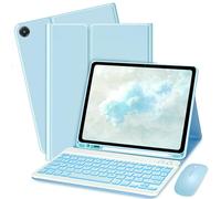 Bxomteng Keyboard Case for Samsung Galaxy Tab A9+ / A9 Plus 11 inch - 7 Colors Backlit Keyboard Cover with S Pencil Holder and Mouse (Light Blue)
