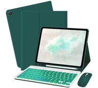Bxomteng Keyboard Case for Samsung Galaxy Tab A9+ / A9 Plus 11inch - 7 Color Backlit with S Pencil Holder Keyboard, Slim Folio Case and Mouse (Dark Green)