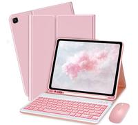 Bxomteng Keyboard Case for Samsung Galaxy Tab S6 Lite 10.4 inch - 7 Colors Backlit Keyboard Cover with S Pencil Holder and Mouse (Pink)