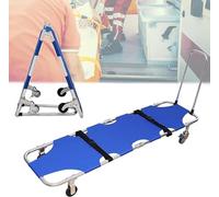 BXSUKEYOU Aluminum Lightweight Folding Stretcher with 4-Wheel Trolley, Pushable for Easy Patient Transport in Hospitals, Ambulances, and Fire Emergencies