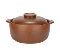 BXSUKEYOU Casserole Pot with Lid - Large Capacity Ceramic Clay Cooking Pot for Open Fire - Insulated Handle (3L) - Old-Fashioned Earthenware Design