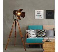 BXSUKEYOU Floor Lamp Industrial Vintage Tripod Adjustable Height E27 Single Head Black Wrought Iron Sehlight for Office Movie Theatre Standing lamp It's so Kind of You