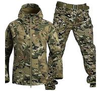 BXSUKEYOU Men Tactical Uniforms, Military Waterproof Army Combat Suit Sets, Camouflage Softshell Jacket Pants Hunt Clothes, Military Soft Shell Suits, Tactical Jacket and Pant