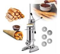 BXSUKEYOU Stainless Steel Churro Maker with 5 Molds, Ideal for Crafting Spanish Churros, Donuts, and Sausages in Professional Kitchens