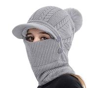 BXT 3 in 1 Thermal Fur Lined Trapper Hat with Ear Flap Full Face Neck Warmer All-Around Windproof Warm Insulated Winter Baseball Cap Cycling Snow Ski Snowboard Hat