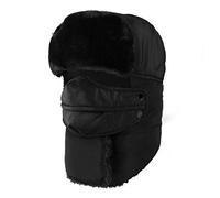 BXT 3 in 1 Thermal Fur Lined Trapper Hat with Ear Flap Full Face Neck Warmer All-Around Windproof Warm Insulated Winter Baseball Cap Cycling Snow Ski Snowboard Hat