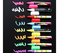 BXT 8pcs Wet Erasable Colored Chalk Pen,Non-Toxic Liquid Ink Neon Pens,6mm Reversed Round Brush Tip,for Flashing LED Lighted Board,Blackboard,Whiteboard,Menu Message Board,Glass,Window