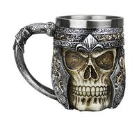 BXT Novelty Decorative Skull Mug Cup Tankard Stainless Steel Gothic Coffee Tea Drinking Cup for Halloween Christmas Birthday (Skull Mug-B)