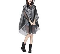 BXT Womens Girls Reusable Rain Poncho Mac, Portable Fashion Long Rain Coat Jacket Bicycling Hooded Rain Cape Lightweight Travel Reuseable Showerproof Rain Mac