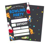 bxtala Bowling Birthday Invitations Card, Pizza Birthday Party Invitations for Boy Girl, Neon Glow Birthday Party Celebration Supplies, 20 Invitations with Envelopes -A16, 4 x 6 inch