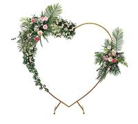 BXTMGBUS Metal Wedding Arch Love Wedding Bracket Heart-shape Arch Kit Metal Backdrop Stand for Wedding Engagement Ceremony Valentines Day Gold