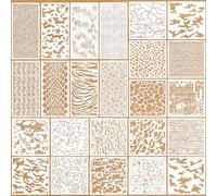 BXUUXA Pack of 24 Camo Stencils Reusable PET Geometric Textures Painting Stencils Camouflage Stencil Wall Stencil for Spray Paint DIY Crafts Home Decoration on Wood Wall Fabric Card Making