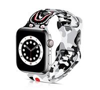 BXXTPK Stylish Gray White Camouflage Shark Compatible with Apple Watch Band 38mm 40mm Soft Silicone Wristbands for iWatch Series 6/5/4/3/2/1/SE Replacement Strap for Women Men