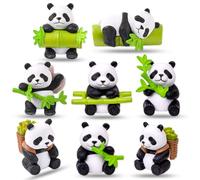 BXZGLHF 8 Pcs Panda Figures, Mini Panda Cake Toppers, Birthday Cake Decorations