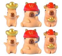 BXZGLHF Mini Capybara Figurines,6 PCS Capybara Resin Figurines Set Miniature Capybara Figure Microlandscape Animal Cake Topper Cartoon Model Ornament For Desktop Tabletop Fairy Garden DIY Crafts