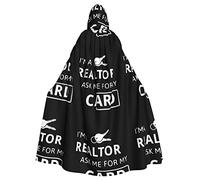 Bxzpzplj I'M A Realtor Ask Me Print Hooded Cloak Adults,Carnival Witch Cosplay Robe Costume,Carnival Party Supplies,185cm