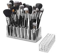 BY ALEGORY byAlegory Acrylic Makeup Brush Organizer | Storage 24 Spaces with Deep Slots for Refillable Cosmetic Beauty Brushes Container