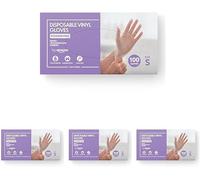 by Amazon - Disposable Vinyl Gloves, Size S, Pack of 400, (Previously Hevea Brand), Transparent