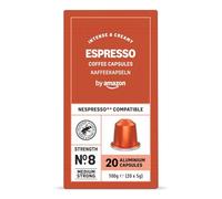 by Amazon Espresso Aluminium Coffee Capsules Compatible with Nespresso, Light Roast, 20 Count - Rainforest Alliance Certified
