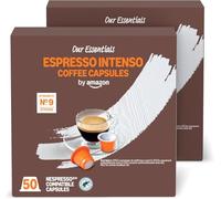 by Amazon Espresso Intenso Plastic Coffee Capsules Nespresso Compatible, Dark Roast, 100 Count (2 Packs of 50) - Rainforest Alliance Certified