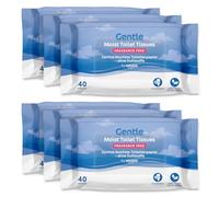 by Amazon Gentle Moist Toilet Tissues, Unscented, Fine to Flush, 240 Count (6 Packs of 40) (Previously Presto!)